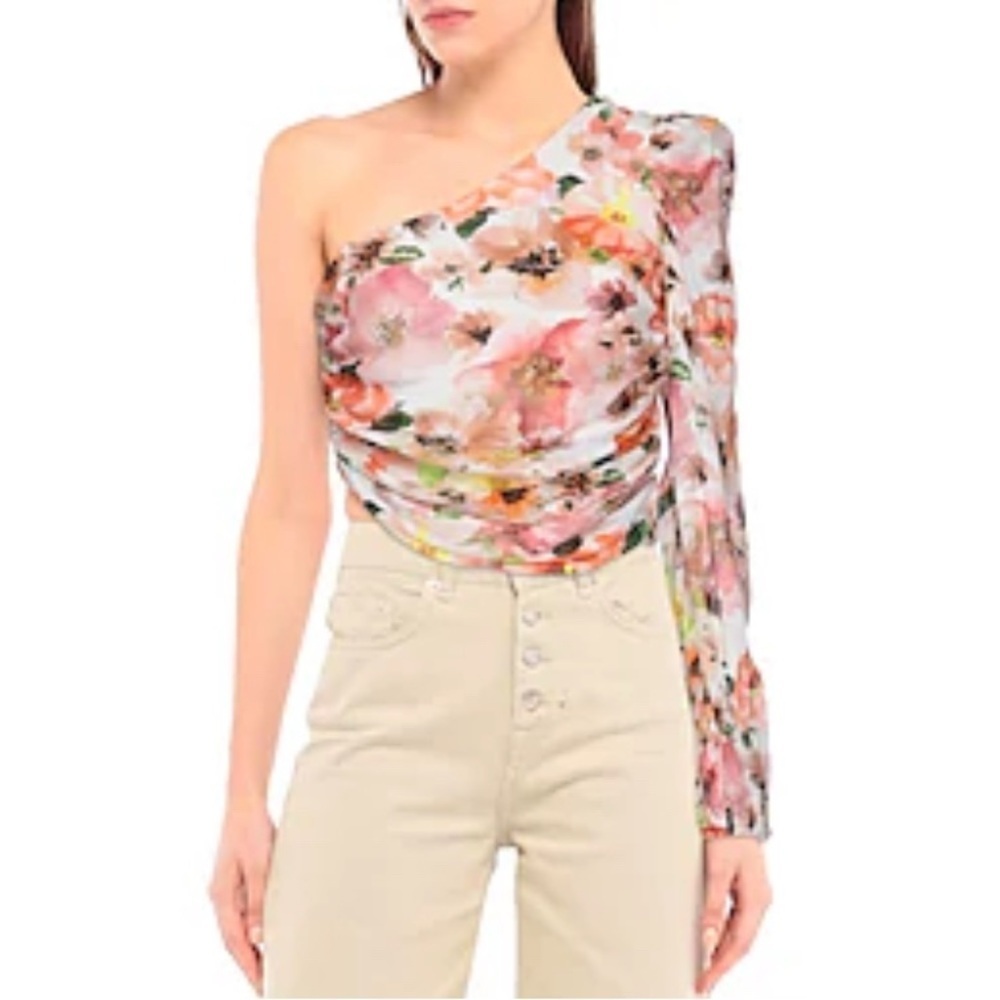 Patrizia Pepe Sera Floral One-Shoulder Top